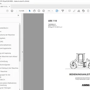 AMMANN ARX 110 TANDEMWALZE BEDIENUNGSANLEITUNG 3010129 PDF