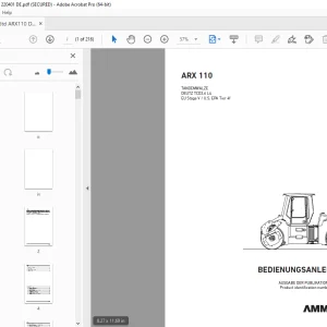 AMMANN ARX 110 TANDEMWALZE BEDIENUNGSANLEITUNG 3028847 PDF