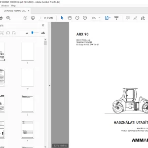 AMMANN ARX 90 TANDEM ÚTHENGER HASZNÁLATI UTASÍTÁS (3026691) PDF