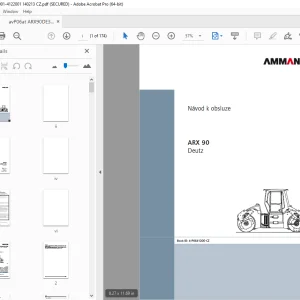 AMMANN ARX 90 tandemový válec Deutz Tier 3 Návod k obsluze 4122001 PDF