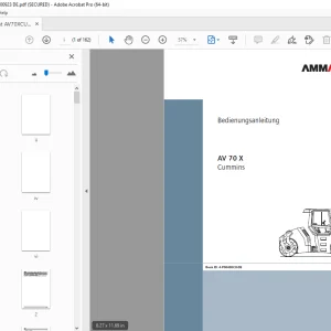 AMMANN AV 70 X Knickgelenkte Tandemwalze Bedienungsanleitung 4062001 PDF