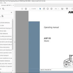 Ammann ARP 95 Tandem Roller Deutz Tier 4 Final Operating Manual PDF