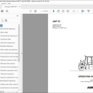 Ammann ARP 95 Tandem Roller Operating Manual SN 3003171 PDF