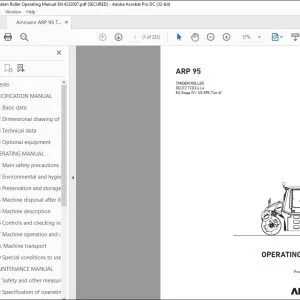 Ammann ARP 95 Tandem Roller Operating Manual SN 4232007 PDF