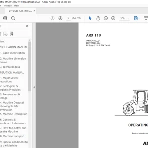 Ammann ARX 110 Tandem Roller Operating Manual 3001280 PDF