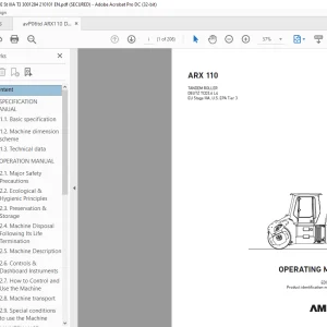 Ammann ARX 110 Tandem Roller Operating Manual 3001284 PDF