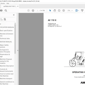 Ammann ARX 110 Tandem Roller Operating Manual 3002751 PDF