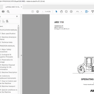 Ammann ARX 110 Tandem Roller Operating Manual 3010129 PDF
