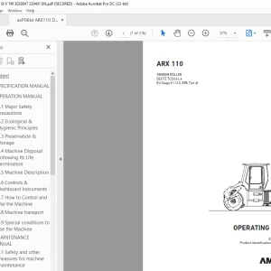 Ammann ARX 110 Tandem Roller Operating Manual 3028847 PDF