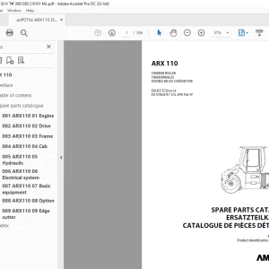 Ammann ARX 110 Tandem Roller Parts Catalogue Manual 3001280 PDF