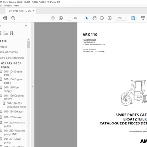 Ammann ARX 110 Tandem Roller Parts Catalogue Manual 3027372 PDF