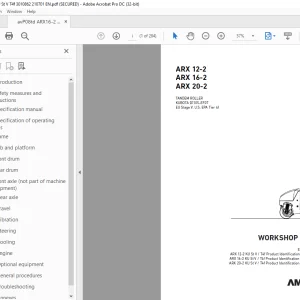 Ammann ARX 12-2 ARX 16-2 ARX 20-2 Tandem Roller Workshop Manual PDF