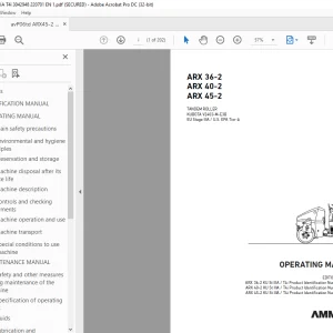Ammann ARX 36-2 ARX 40-2 ARX 45-2 Tandem Roller Operating Manual PDF