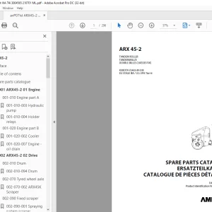 Ammann ARX 45-2 Tandem Roller Parts Manual SN 3017976 PDF