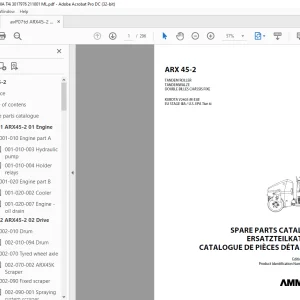 Ammann ARX 45-2 Tandem Roller Parts Manual SN 3021040 PDF