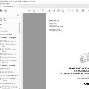 Ammann ARX 45-2 Tandem Roller Parts Manual SN 3042948 PDF