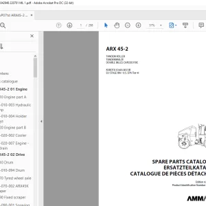 Ammann ARX 45-2 Tandem Roller Parts Manual SN 3042948 PDF