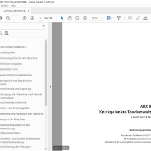 Ammann ARX 90 Knickgelenkte Tandemwalze Bedienungsanleitung 4172006 PDF