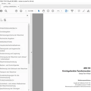 Ammann ARX 90 Knickgelenkte Tandemwalze Bedienungsanleitung (4172006) PDF