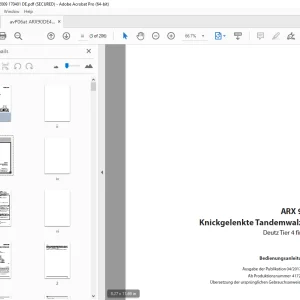 Ammann ARX 90 Knickgelenkte Tandemwalze Bedienungsanleitung 4172009 PDF
