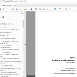 Ammann ARX 90 Knickgelenkte Tandemwalze Bedienungsanleitung (4172011) PDF