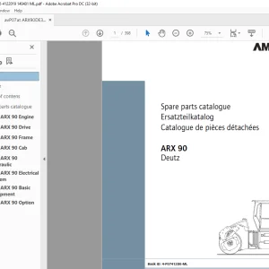 Ammann ARX 90 Tandem Roller Deutz Tier 3 Parts Manual 4122002 PDF