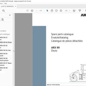 Ammann ARX 90 Tandem Roller Deutz Tier 3 Parts Manual 4122033 PDF