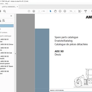 Ammann ARX 90 Tandem Roller Deutz Tier 3 Parts Manual 4122043 PDF