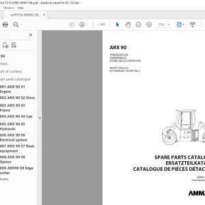 Ammann ARX 90 Tandem Roller Deutz Tier 3 Parts Manual 4122050 PDF