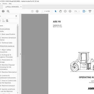 Ammann ARX 90 Tandem Roller Operating Manual 4172015 PDF