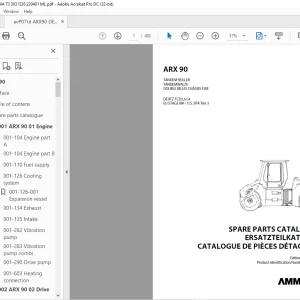 Ammann ARX 90 Tandem Roller Parts Catalogue Manual 3031326 PDF