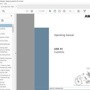 Ammann ARX 91 Tandem Roller Operating Manual 0016-0119 PDF