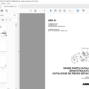 Ammann ARX 91 Tandem Roller Parts Manual 0168-0172 PDF