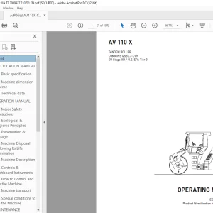 Ammann AV 110 X Tandem Roller Operating Manual 3009927 PDF