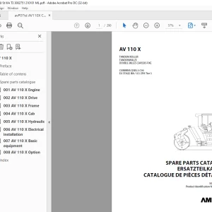 Ammann AV 110 X Tandem Roller Parts Manual 3002751 PDF