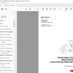 Ammann AV 110 X Tandem Roller Parts Manual 3009927 PDF