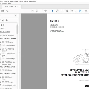 Ammann AV 110 X Tandem Roller Parts Manual 3024787 PDF