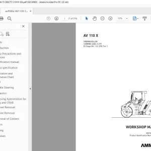 Ammann AV 110 X Tandem Roller Workshop Manual 3002751 PDF