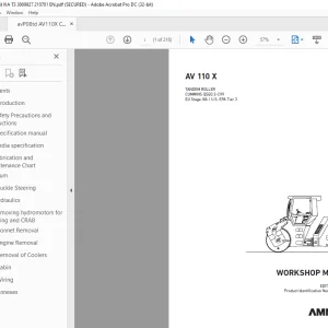 Ammann AV 110 X Tandem Roller Workshop Manual 3009927 PDF