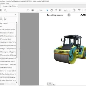 Ammann AV 130 X Tandem Roller Cummins Tier 3 Operating Manual PDF