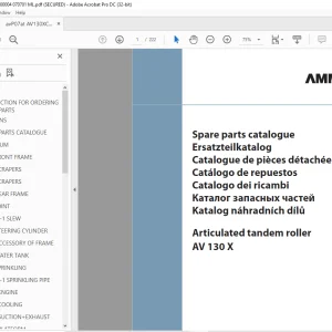 Ammann AV 130 X Tandem Roller Cummins Tier 3 Parts Manual 0020 PDF