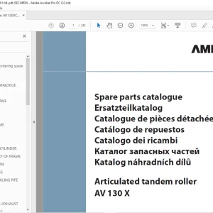 Ammann AV 130 X Tandem Roller Cummins Tier 3 Parts Manual 0029 PDF