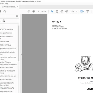 Ammann AV 130 X Tandem Roller Operating Manual 3001210 PDF