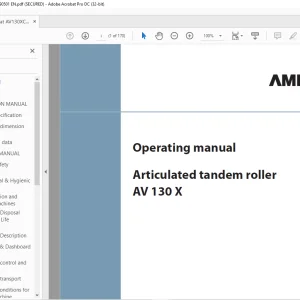 Ammann AV 130 X Tandem Roller Operating Manual 4022001 PDF