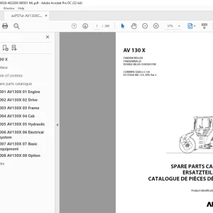 Ammann AV 130 X Tandem Roller Parts Manual 3001210 PDF