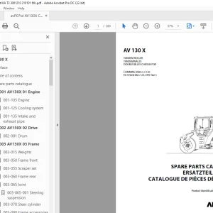 Ammann AV 130 X Tandem Roller Parts Manual 3007848 PDF