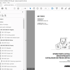 Ammann AV 130 X Tandem Roller Parts Manual 3027366 PDF