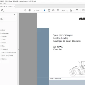 Ammann AV 130 X Tandem Roller Parts Manual 4022006 PDF