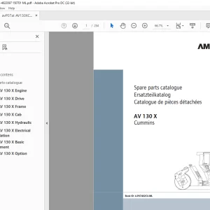 Ammann AV 130 X Tandem Roller Parts Manual 4022095 PDF