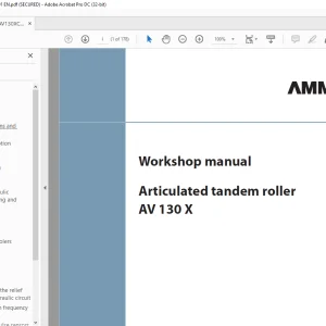Ammann AV 130 X Tandem Roller Workshop Manual PDF